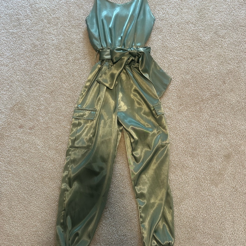 Habitual Green Satin Jumpsuit for Kids